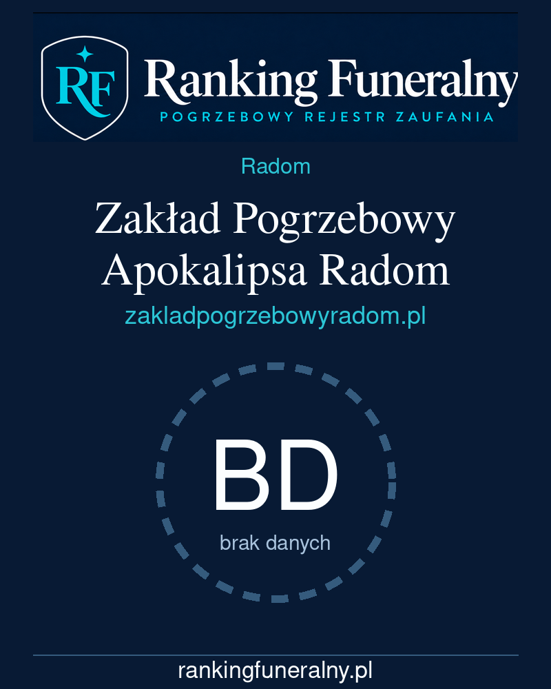 Zakład Pogrzebowy Apokalipsa Radom - badge pionowy