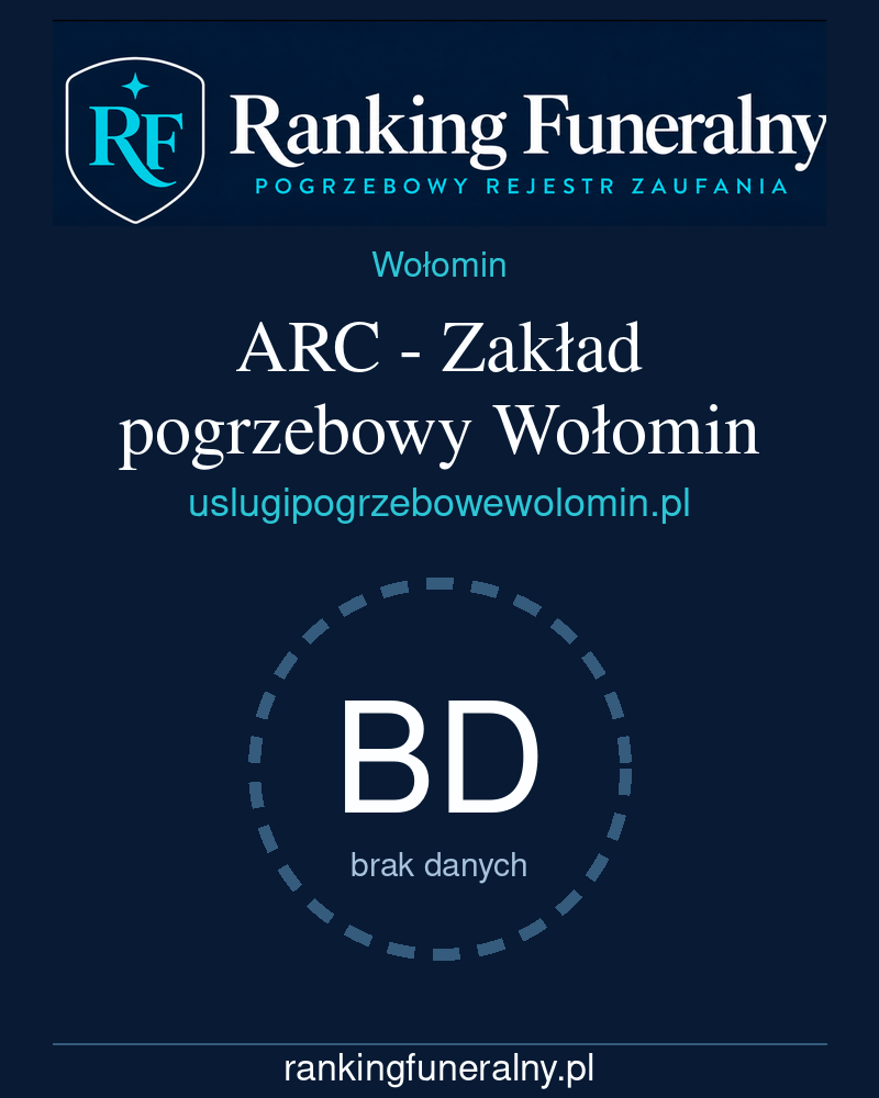 ARC - Zakład pogrzebowy Wołomin - badge pionowy