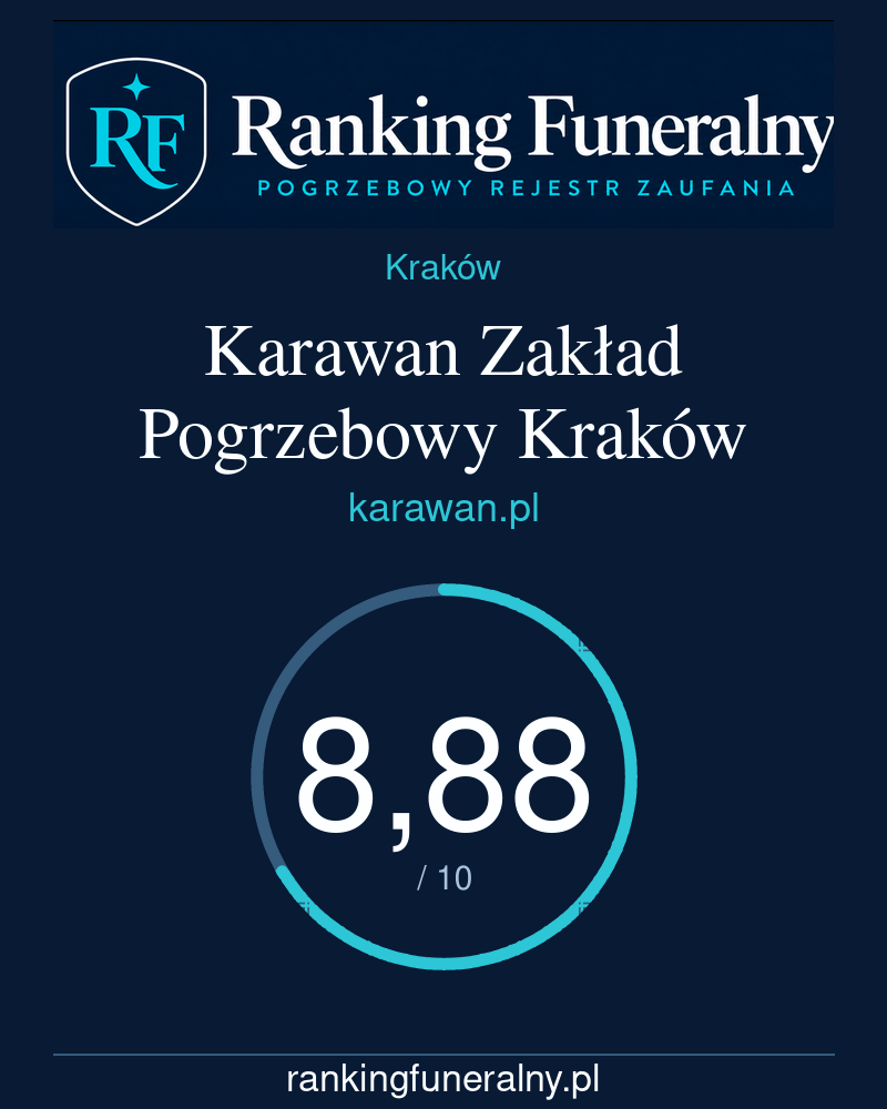 Karawan Zakład Pogrzebowy Kraków - badge pionowy