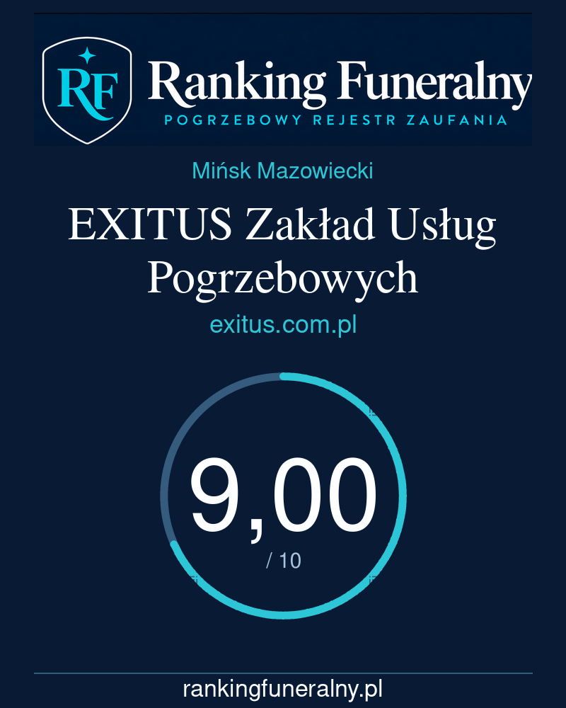 EXITUS Zakład Usług Pogrzebowych - badge pionowy