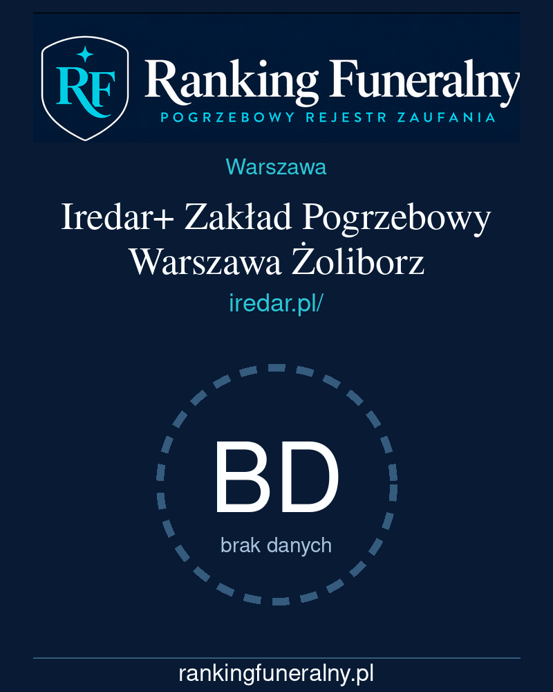 Iredar+ Zakład Pogrzebowy Warszawa Żoliborz - badge pionowy