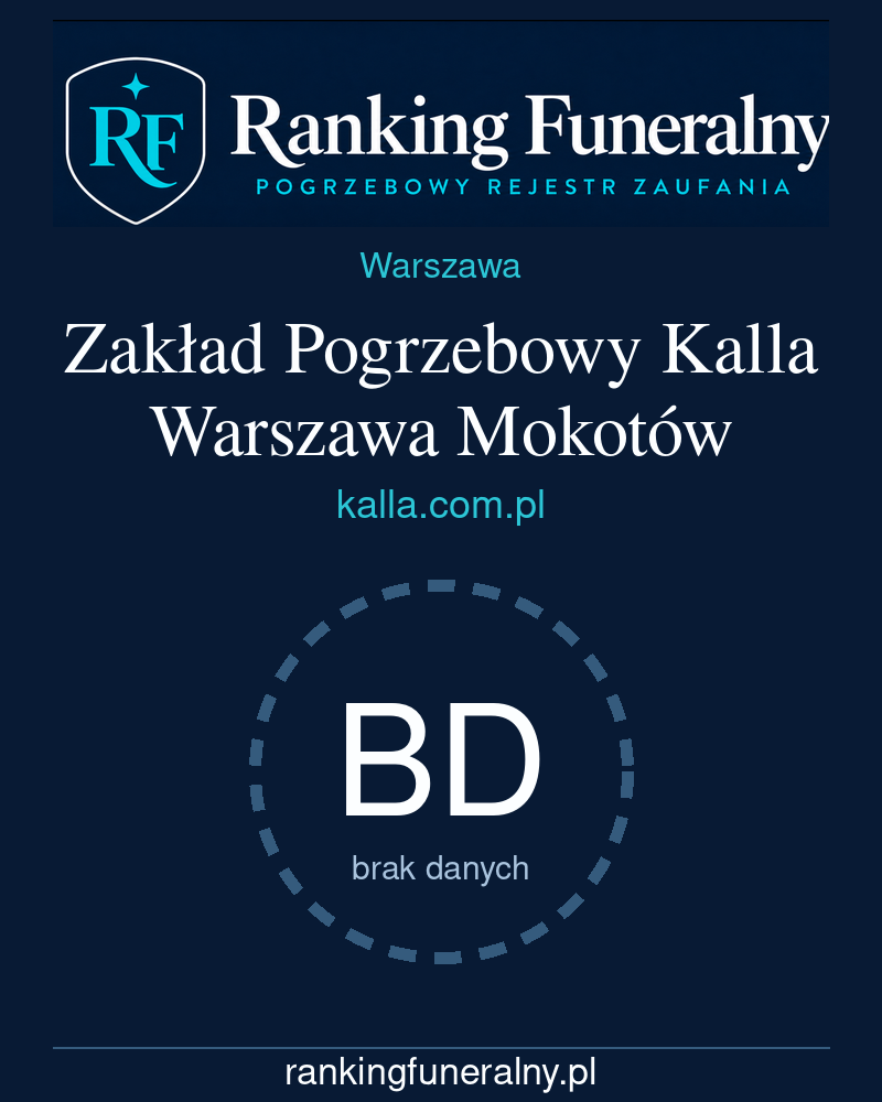 Zakład Pogrzebowy Kalla Warszawa Mokotów - badge pionowy