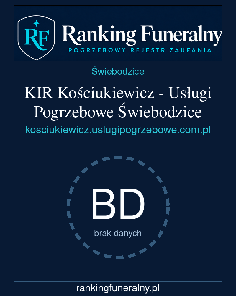 KIR Kościukiewicz - Usługi Pogrzebowe Świebodzice - badge pionowy