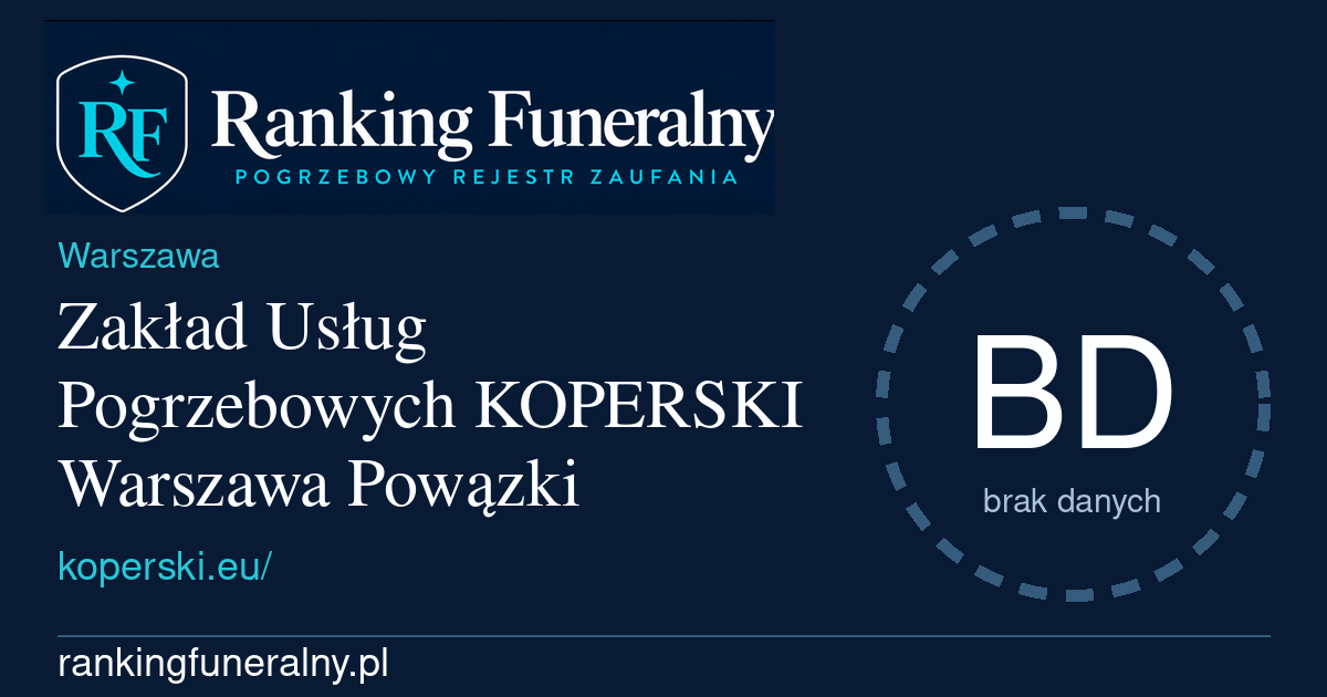 Zakład Usług Pogrzebowych KOPERSKI Warszawa Powązki - badge poziomy