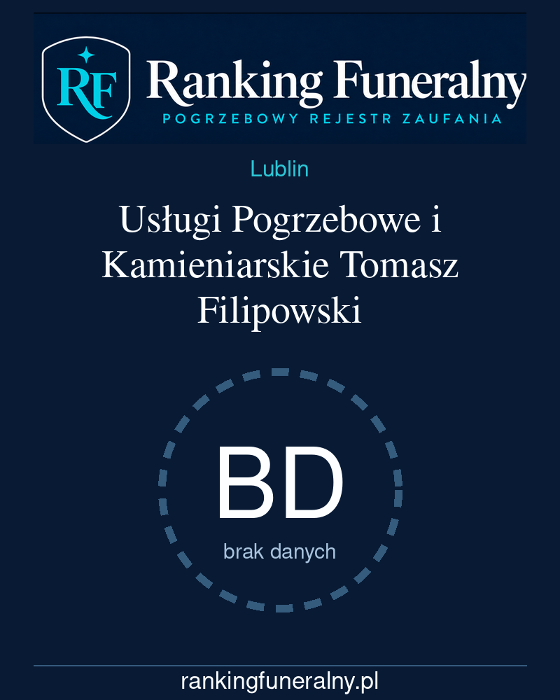 Usługi Pogrzebowe i Kamieniarskie Tomasz Filipowski - badge pionowy