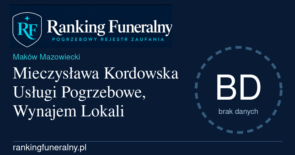 Mieczysława Kordowska Usługi Pogrzebowe, Wynajem Lokali - badge poziomy