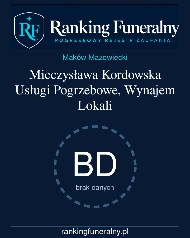 Mieczysława Kordowska Usługi Pogrzebowe, Wynajem Lokali - badge pionowy