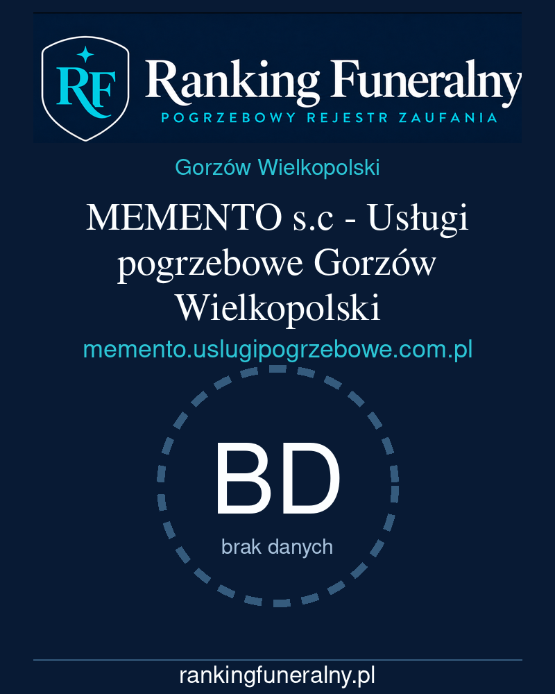 MEMENTO s.c - Usługi pogrzebowe Gorzów Wielkopolski - badge pionowy