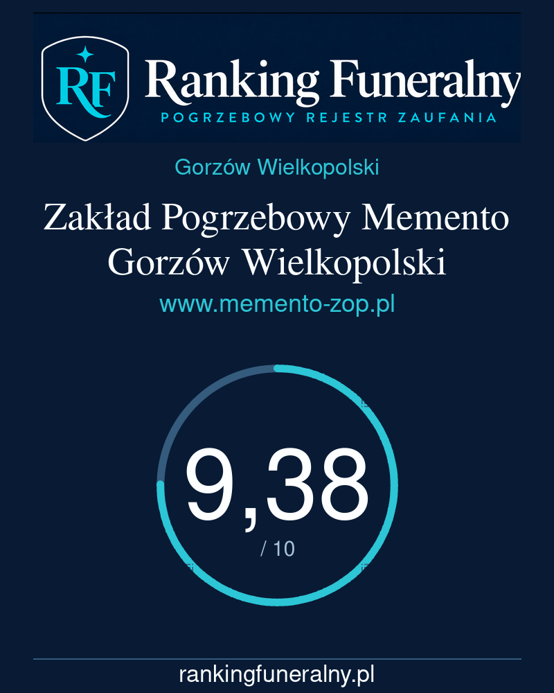 Zakład Pogrzebowy Memento Gorzów Wielkopolski - badge pionowy