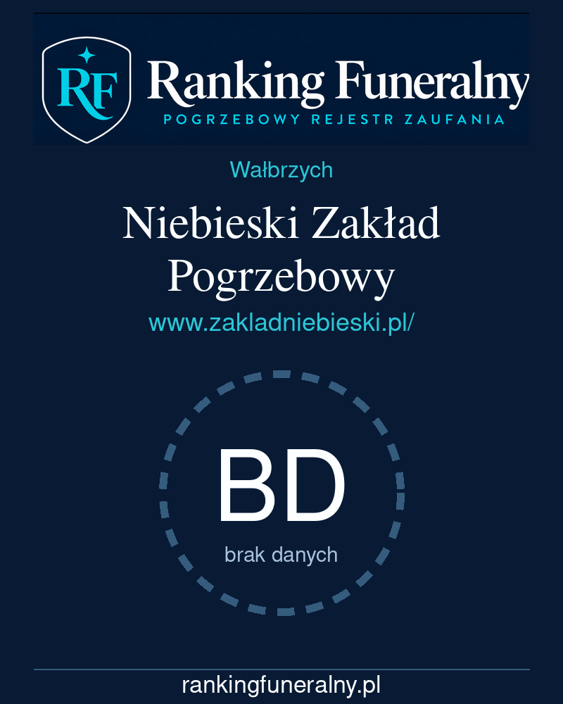 Niebieski Zakład Pogrzebowy - badge pionowy