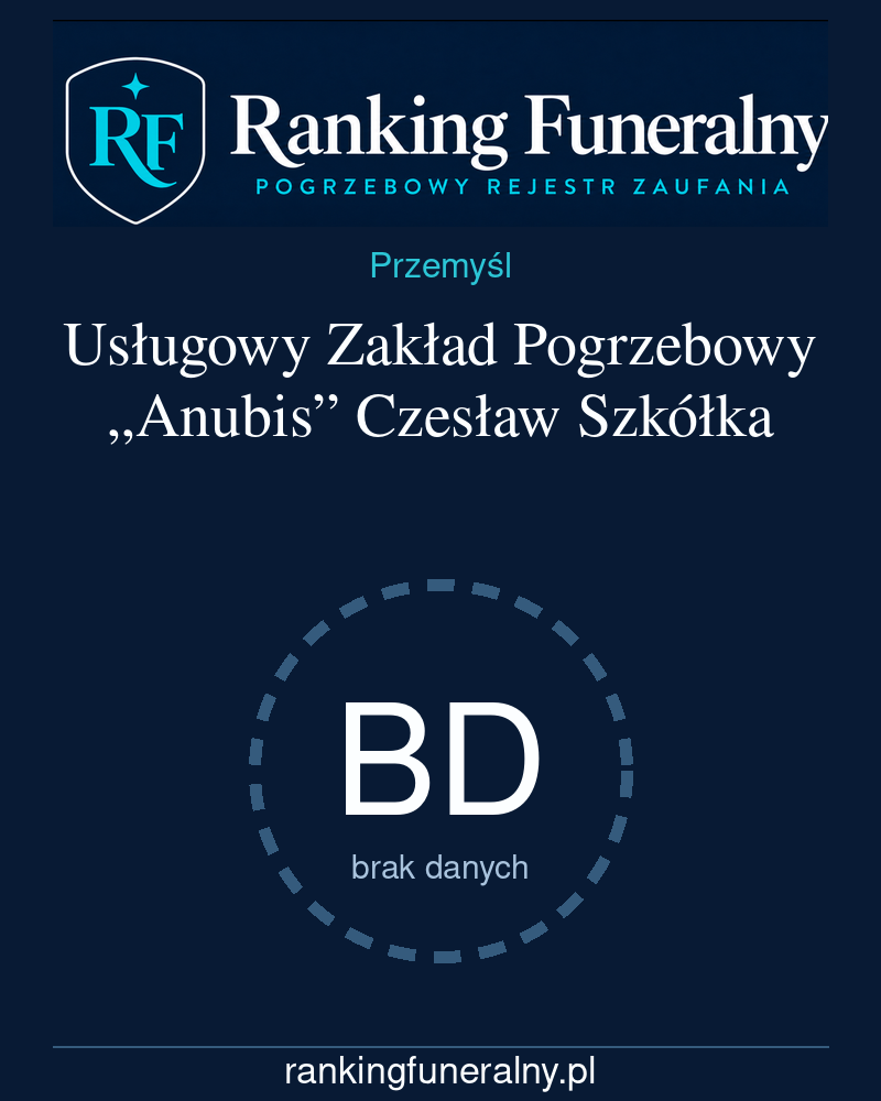 Usługowy Zakład Pogrzebowy „Anubis” Czesław Szkółka - badge pionowy