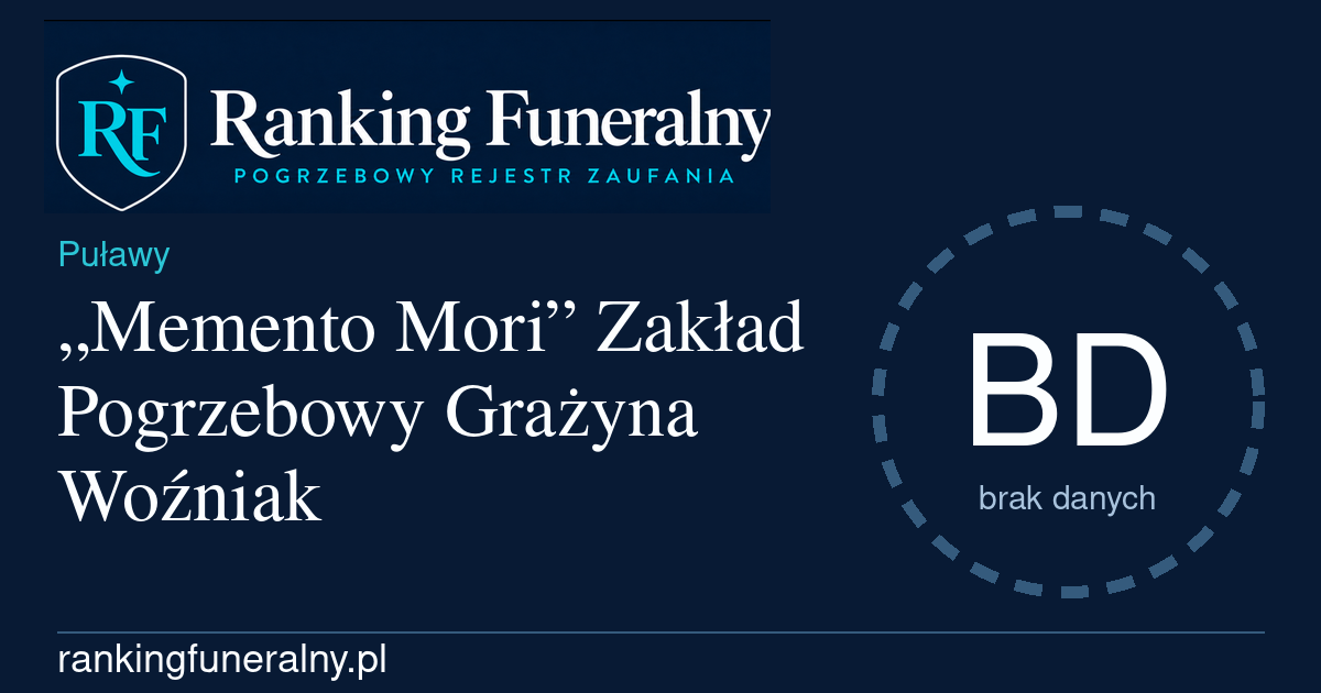 „Memento Mori” Zakład Pogrzebowy Grażyna Woźniak - badge poziomy