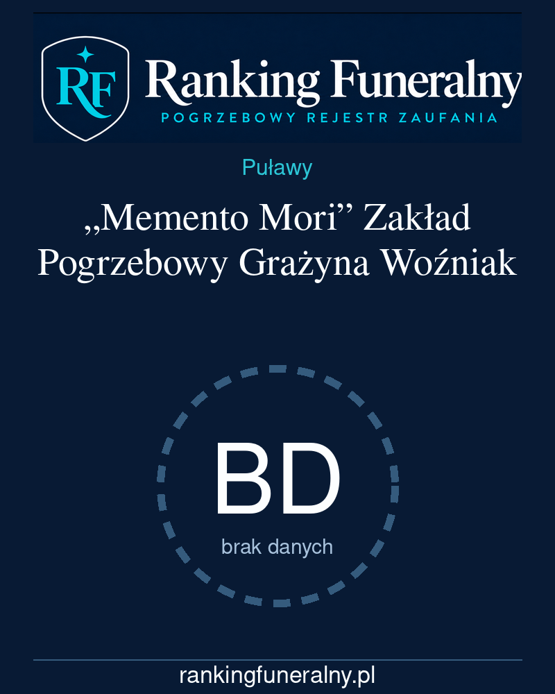 „Memento Mori” Zakład Pogrzebowy Grażyna Woźniak - badge pionowy