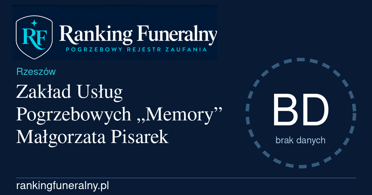 Zakład Usług Pogrzebowych „Memory” Małgorzata Pisarek - badge poziomy