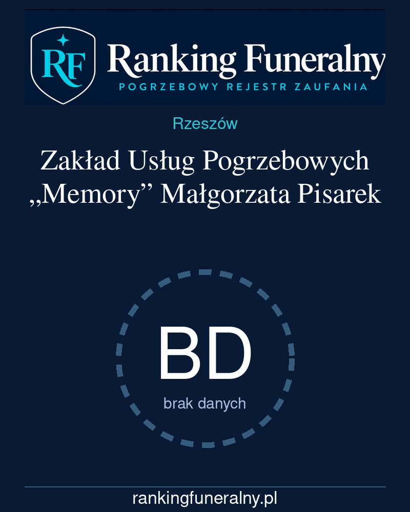 Zakład Usług Pogrzebowych „Memory” Małgorzata Pisarek - badge pionowy