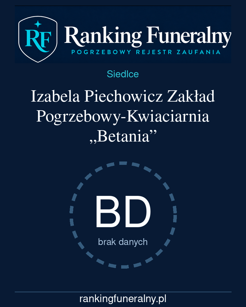 Izabela Piechowicz Zakład Pogrzebowy-Kwiaciarnia „Betania” - badge pionowy