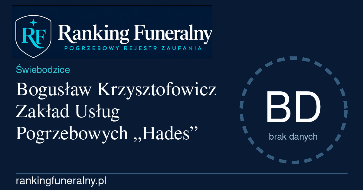 Bogusław Krzysztofowicz Zakład Usług Pogrzebowych „Hades” - badge poziomy