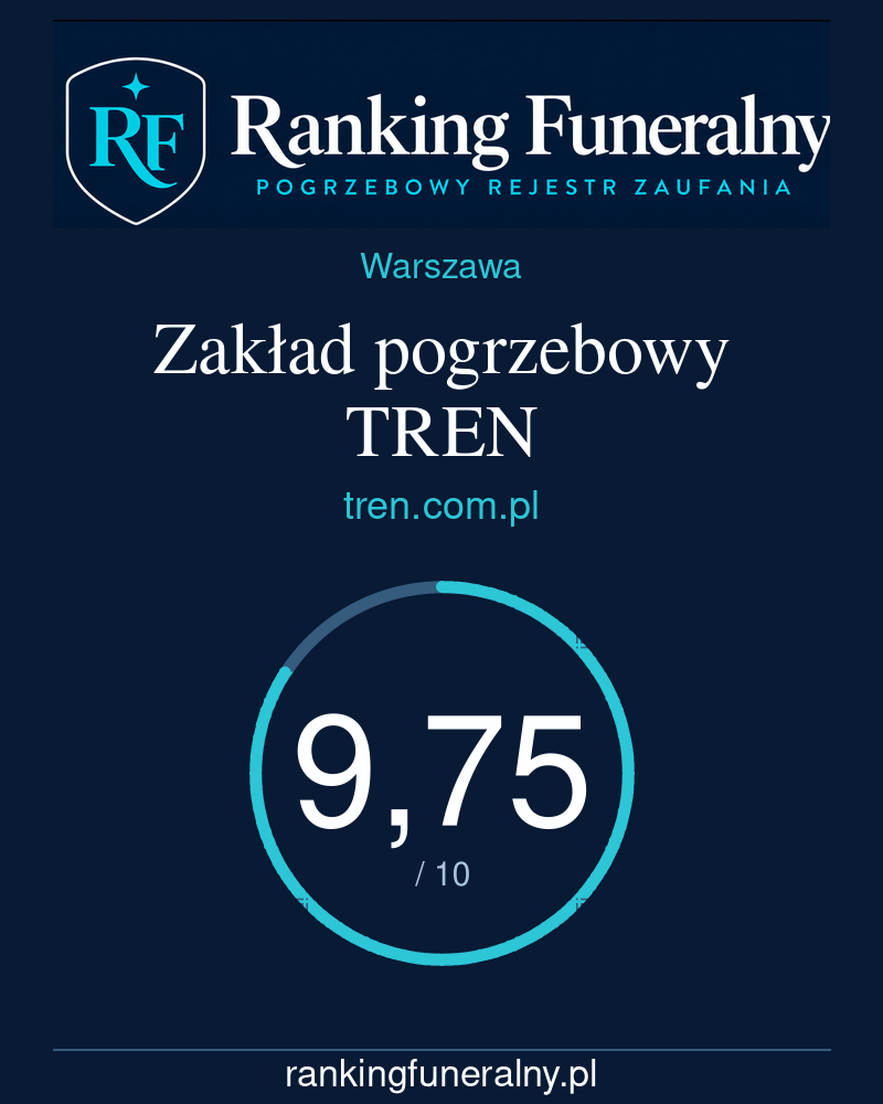 Zakład pogrzebowy TREN - badge pionowy