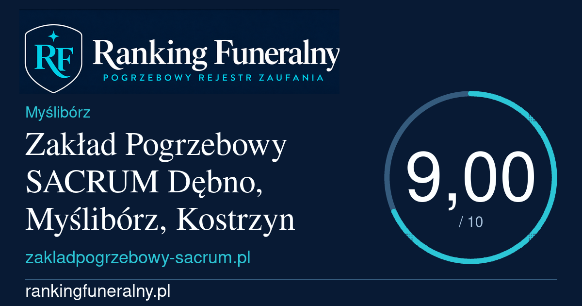 Zakład Pogrzebowy SACRUM Dębno, Myślibórz, Kostrzyn - badge poziomy