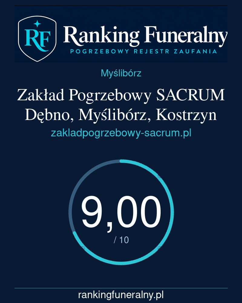 Zakład Pogrzebowy SACRUM Dębno, Myślibórz, Kostrzyn - badge pionowy