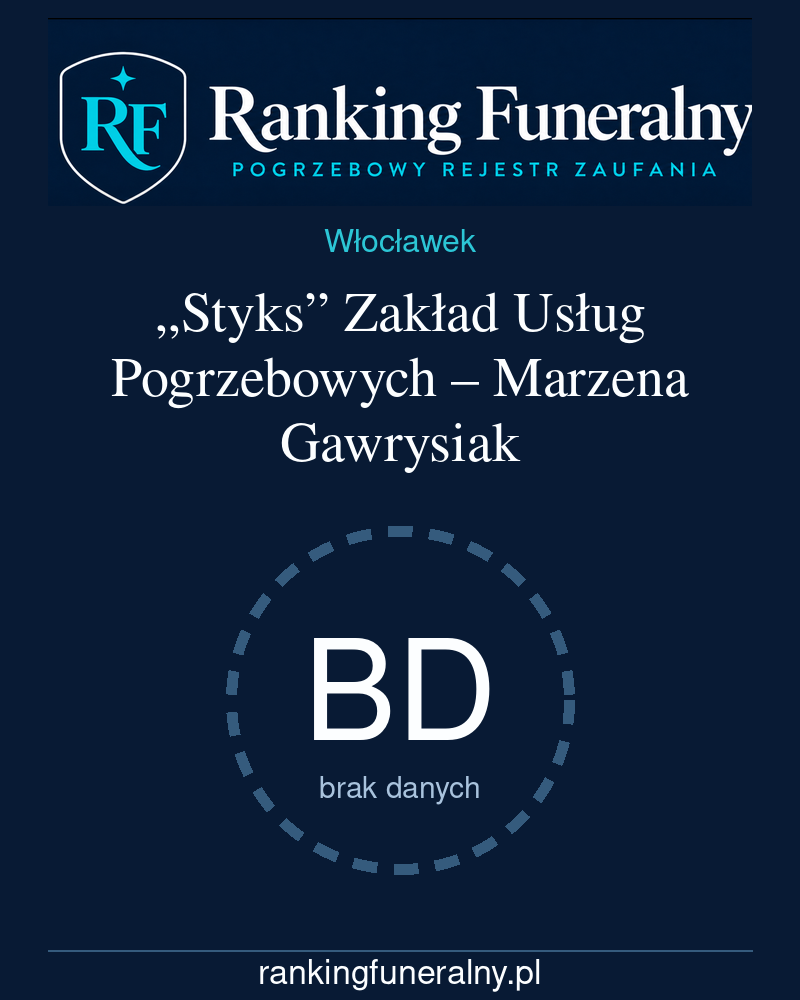 „Styks” Zakład Usług Pogrzebowych – Marzena Gawrysiak - badge pionowy