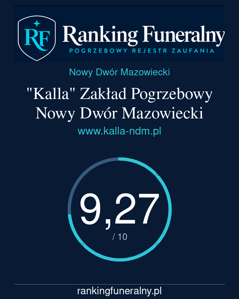 "Kalla" Zakład Pogrzebowy Nowy Dwór Mazowiecki - badge pionowy