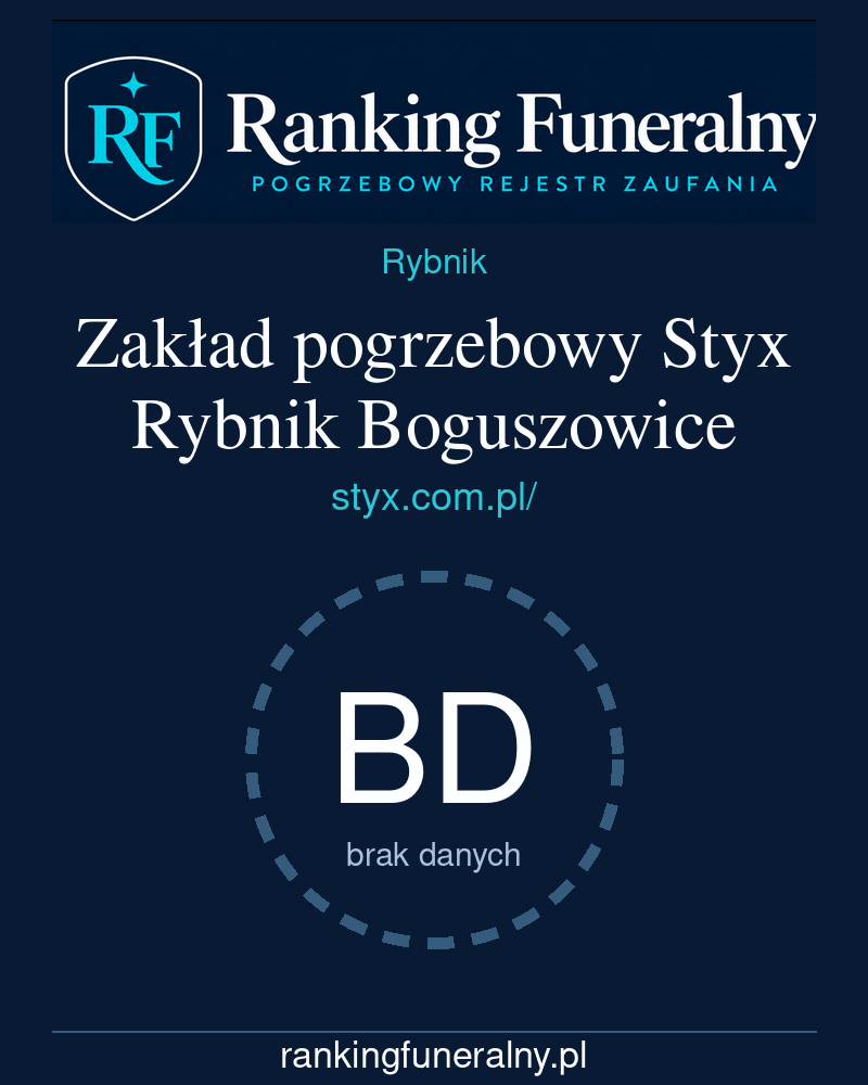 Zakład pogrzebowy Styx Rybnik Boguszowice - badge pionowy