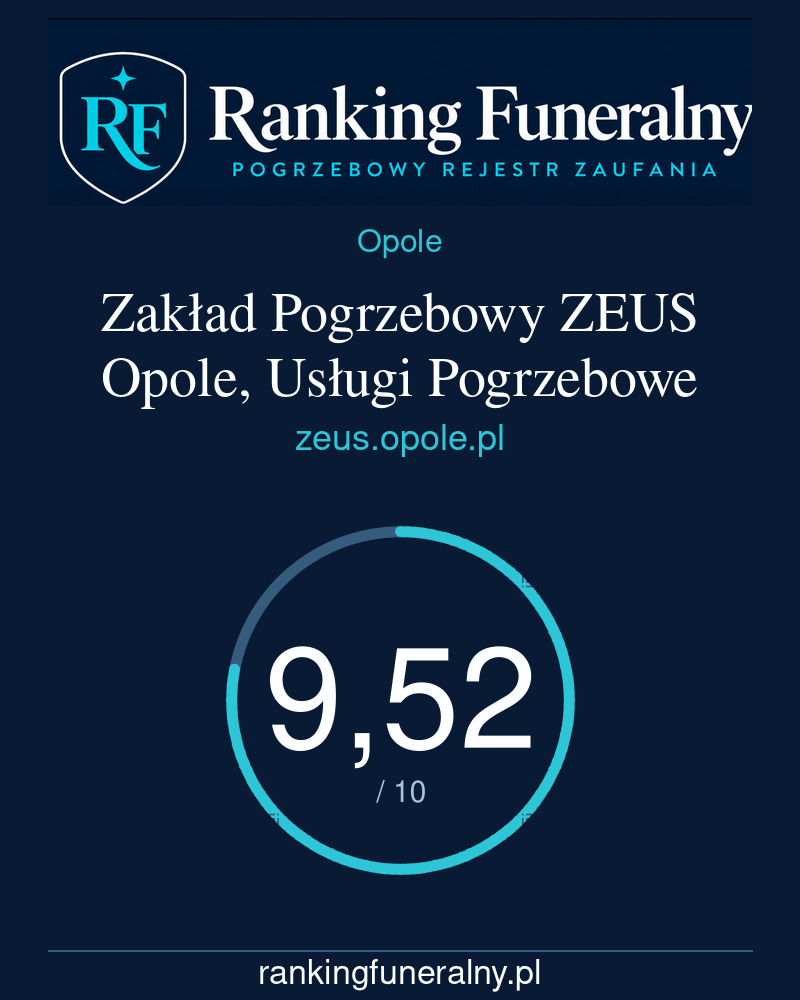 Zakład Pogrzebowy ZEUS Opole, Usługi Pogrzebowe - badge pionowy