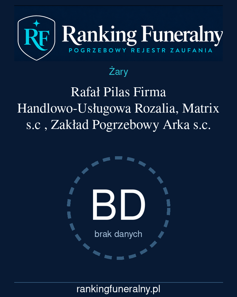 Rafał Pilas Firma Handlowo-Usługowa Rozalia, Matrix s.c , Zakład Pogrzebowy Arka s.c. - badge pionowy
