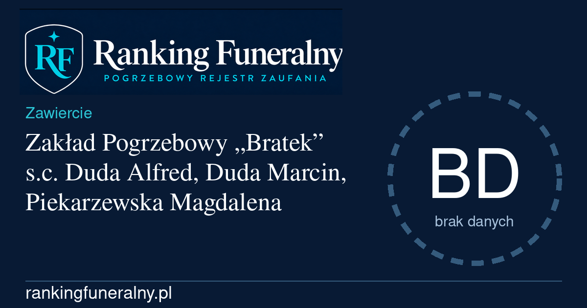 Zakład Pogrzebowy „Bratek” s.c. Duda Alfred, Duda Marcin, Piekarzewska Magdalena - badge poziomy