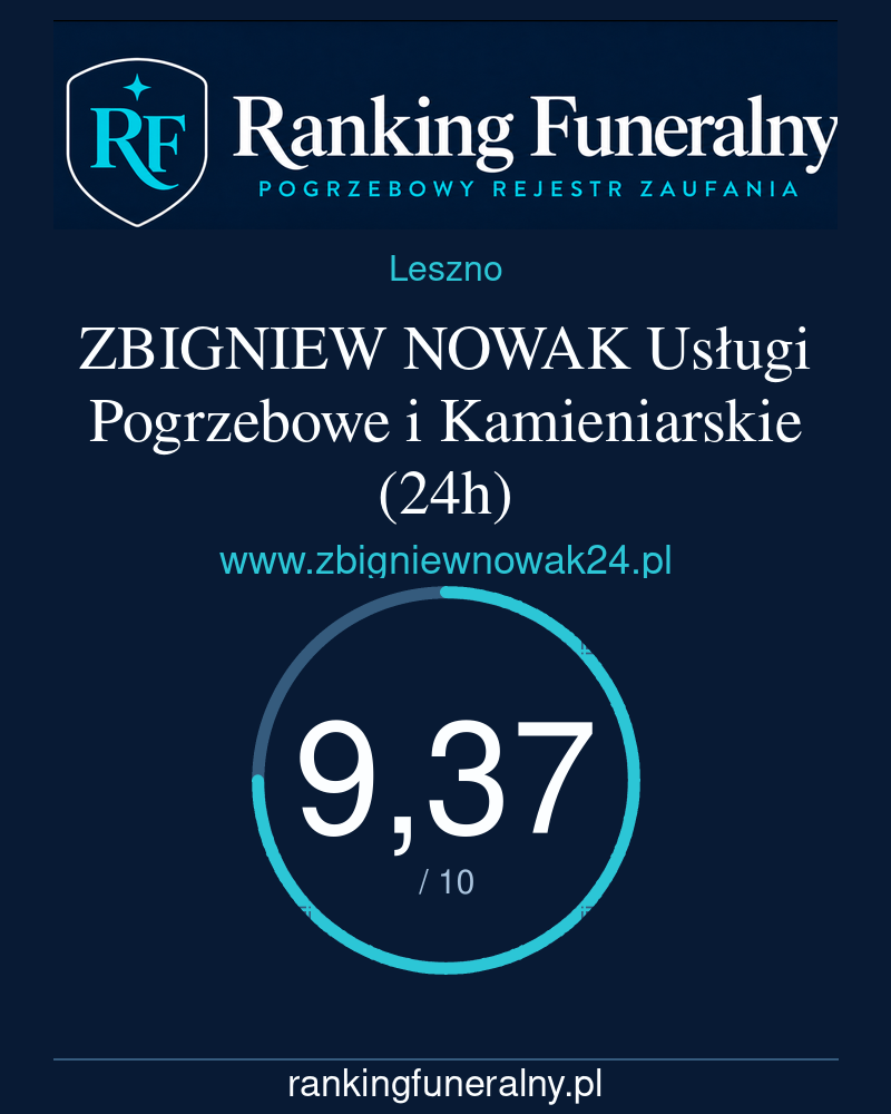 ZBIGNIEW NOWAK Usługi Pogrzebowe i Kamieniarskie (24h) - badge pionowy