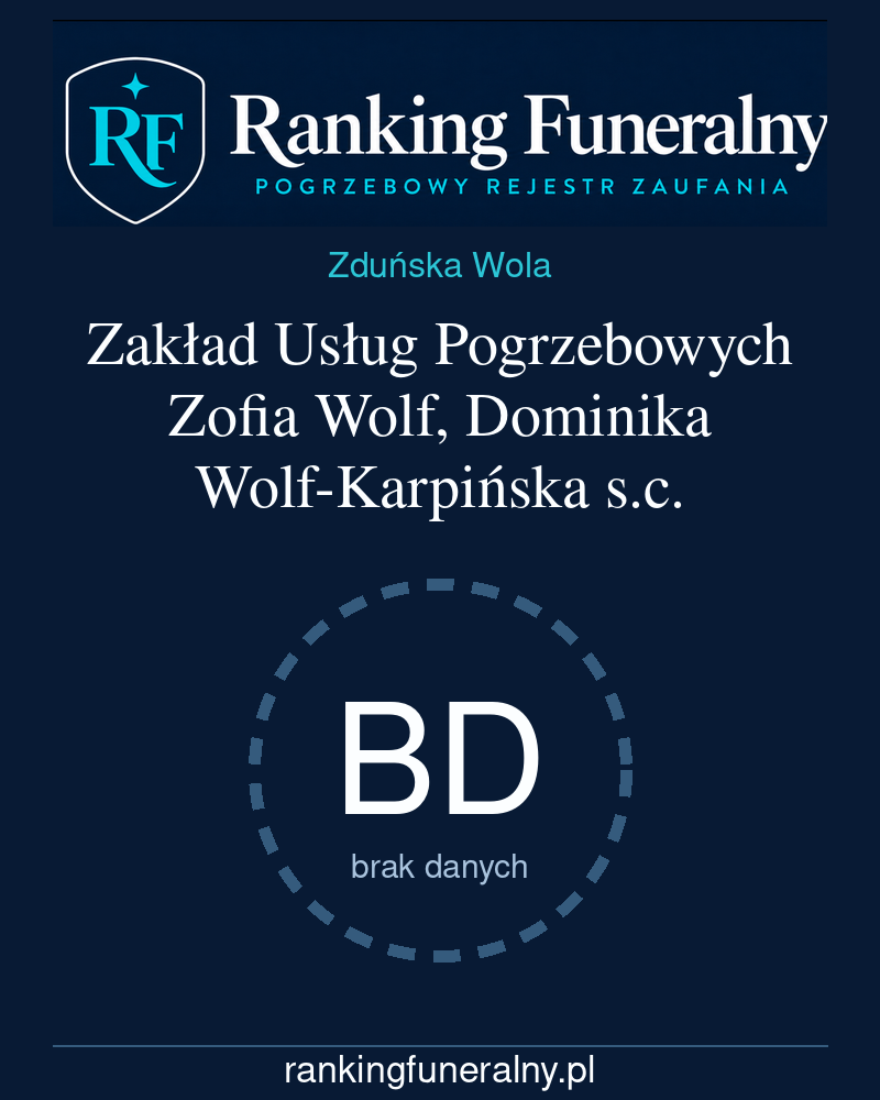 Zakład Usług Pogrzebowych Zofia Wolf, Dominika Wolf-Karpińska s.c. - badge pionowy